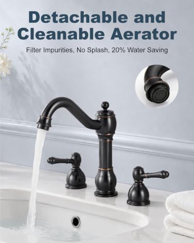 Aolemi Widespread Bathroom Sink Faucet 3 Hole Metal Lever Oil Rubbed Bronze - Image 2