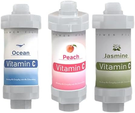 3 Pack Vitamin C Shower Head Filter for Hard Water Filter Bathtub Shower Aromatherapy Replacement Cartridge Bathroom Accessories Remove Chlorine Fluoride Heavy Metals Peach Jasmine Ocean by Unknown