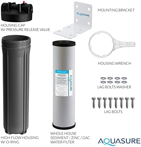 Aquasure Fortitude V2 Series Whole House Multi-Purpose Sediment/Carbon/Siliphos Anti-Rust, Bacteria & Scale Inhibiting Water Filter System, Large Size | Reduces Chlorine, Taste & More (AS-FL-25SPX) - Image 3