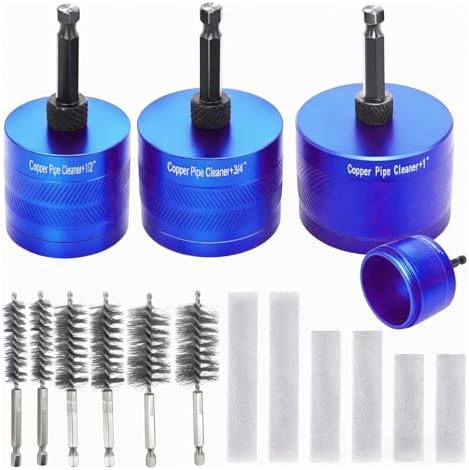 Copper Pipe Cleaner Kit, 1/2" 3/4" 1" Drill Tube Cleaning Tool by Unknown