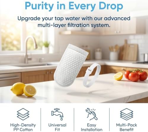 50PCS High Density Faucet Filter Cotton Bag, Universal Anti‑Splash Tap Water Filter Bag with Sediment Barrier, Fine Fiber Mesh Purifier for Kitchen Bathroom Sink Faucets - Image 4