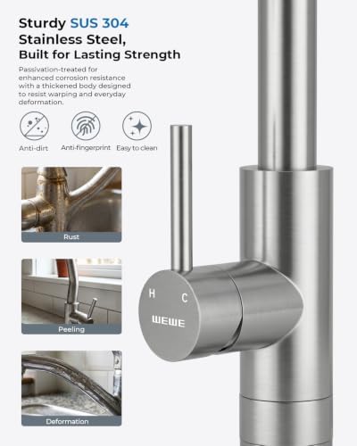 Kitchen Faucet with Glass Rinser, Pull Down Sparyer, 3 Water Modes - Image 3