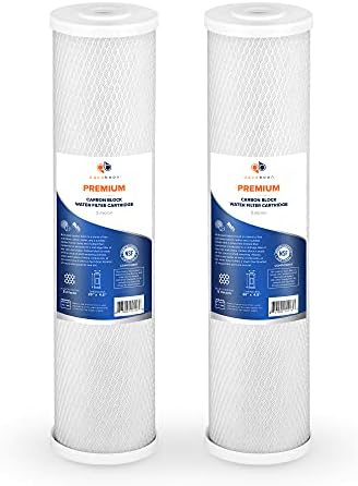 Aquaboon 5 Micron 20 x 4.5 Premium Whole House Water Filter Replacement Cartridge Carbon Block Chlorine Reduction for 1-Stage Water Filtration System 2 Pack by Aquaboon