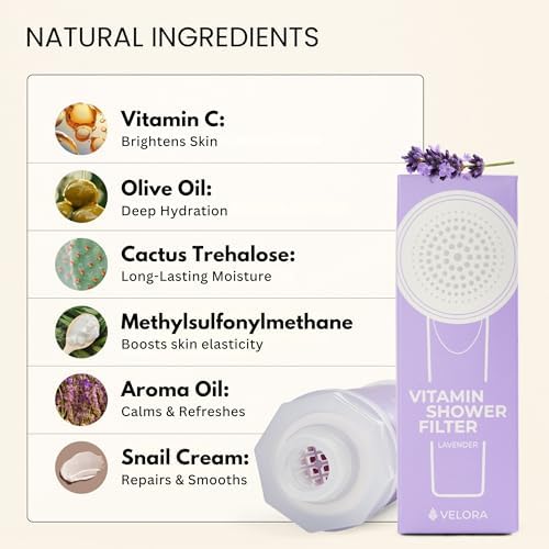 Vitamin C Shower Filter and Water Softener for Hard Water - Aromatherapy Shower Head Attachment - Universal Fit, No Tools - Reduces Dry, Itchy Skin and Nourish Hair - Lavender-Scented - Image 4