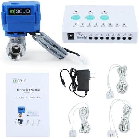 U.S. Solid Water Leak Detector with Auto Shut-Off Valve & Sound Alarm, 3/4" NSF Certified 304SS Motorized Ball Valve with 3 Sensors, for Water Heaters, Laundry & Flood Prevention(10 PCS) - Image 2
