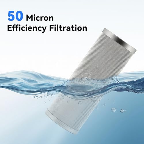 Spin Down Sediment Water Filter: 50/100 Micron Precision, Plug - in with Touch - Screen Auto Flushing, Brass Top Clear Housing & Reusable, Plug-in Use Only - Image 4