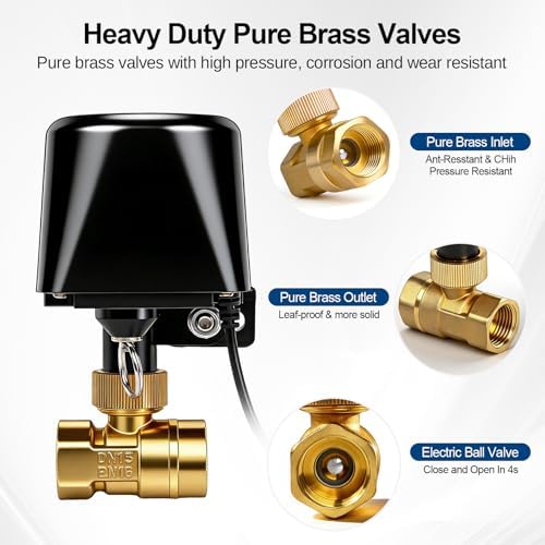WIFI & Bluetooth Smart Water Valve, DN20 Ball Brass Valve, WIFI Control Water Shutoff Valves Compatible With Alexa, Google and Application Program iOS/Android, Only 2.4GHZ WiFi(3/4") - Image 3