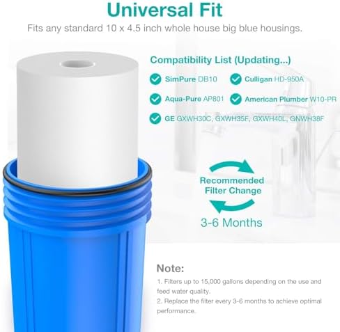 SimPure 5 Micron 10" x 4.5" Whole House Sediment Water Filter Cartridge - Image 6