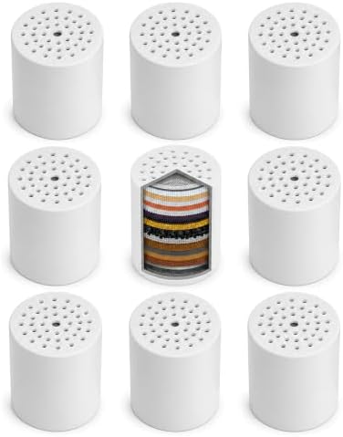 Shower Filter Replacement Cartridge, 9 Pack 20 Stage for Hard Water by GINOOJY