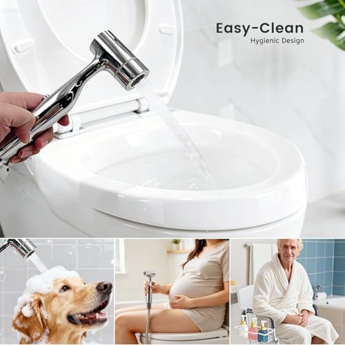Daily Treasures Bidet Sprayer for Toilet with Replaceable Filters, Stainless Steel Handheld Bidet,Muslim Shower for Toilet, No-Push Hands-Free & Adjustable Water Pressure, Toilet Bidet Attachment - Image 6