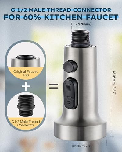ARCORA Stainless Steel Kitchen Faucet Head with 13 Adapters, 3 Modes - Image 5