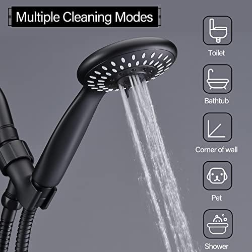 Briout Handheld Shower Head High Pressure 5-Settings with Hose, Matte Black - Image 4