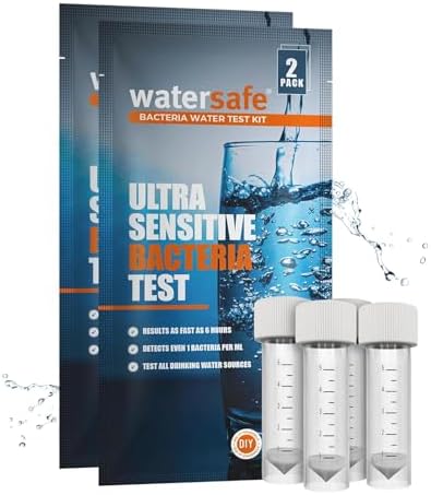Watersafe® Bacteria Water Test Kit – USA-Made – Results as Fast as 6 Hours – Detects Coliform (Inc. E. coli) & Non-Coliform Bacteria in Drinking, Well & Tap Water – Lab-Quality Testing – 4 Pack by Watersafe