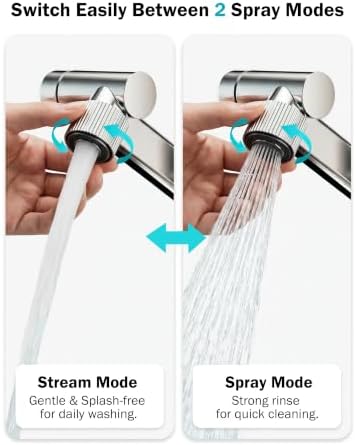 Frizzlife MF1080-X 8-Inch Widespread Bathroom Sink Faucet with Built-In Carbon Block Water Filter, NSF/ANSI 372 Certified, 3-Hole Kitchen Sink Faucet, 1080° Rotating, Stream/Spray, 304 Stainless Steel - Image 4