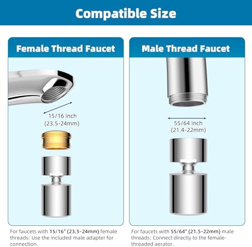 Hibbent NSF/ANSI/CAN 61 & cUPC Certified Faucet Aerator, Chrome - Image 3