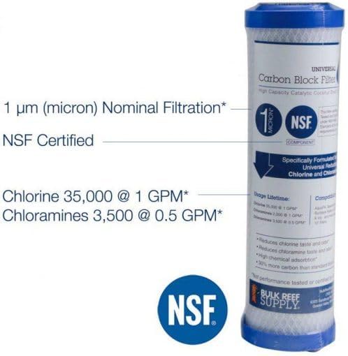 Bulk Reef Supply Universal Carbon Block Filter - 1 Micron Carbon Water Filter Cartridge Replacement - For All Systems With a Standard 10" Filter - Image 2