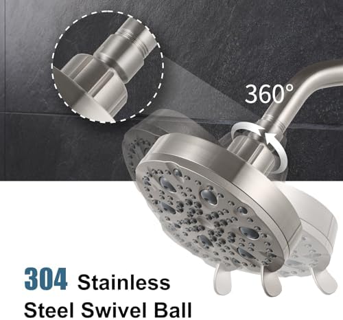 OFFO Shower Head, High Pressure Shower Head with Pause Mode, 9 Mode Fixed Showerheads for Strong Water Flow & Relaxing Shower Experience, Brushed Nickel - Image 3