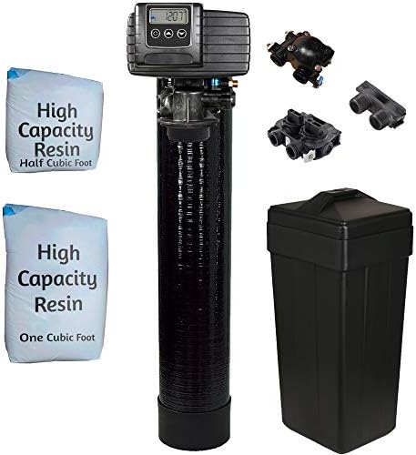 AFWFilters 5600sxt Metered On-demand 48,000 Grain Water Softener with brine tank, bypass and 1" adapters by DuraWater