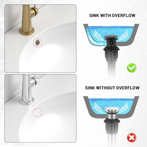 Pop Up Bathroom Sink Drain Assembly with Overflow, Matte Black - Image 4