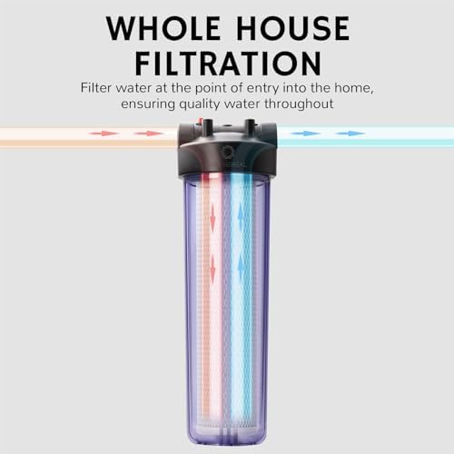Airthereal Whole House Water Filter Housing, Sediment Filter for Well and City Water, 20"x4.5" Sediment Water Filter Cartridges with 3/4" NPT Port, Pre-Filtration System Includes 1-Pack CTO Filter - Image 6
