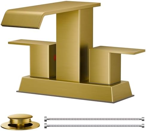 FORIOUS Bathroom Faucets 3 Hole for 4 Inch Centerset Sink Brushed Gold by FORIOUS