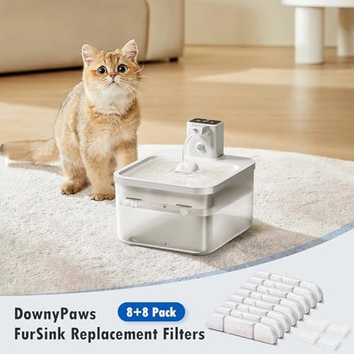 8 Packs Replacement Filters for DownyPaws Battery Operated Cat Water Fountain DPWFP6, 4 Months Set of Replacement Filters for DownyPaws 84oz/2.5L Fursink Wireless Pet Water Fountain - Image 6