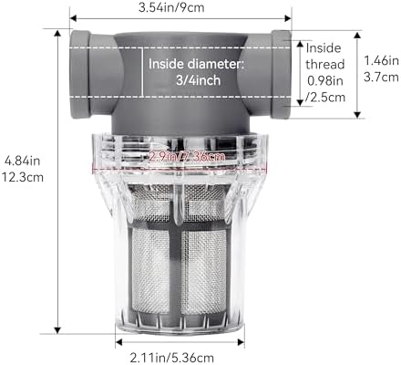 3/4'' Female NPT in-Line Strainer - Garden Hose Filter for High Pressure Washer, Sediment Filter with 30 Mesh Stainless Steel Screen (3/4'' 30 Mesh) - Image 2