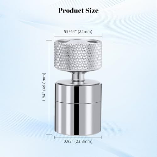 Hibbent Dual-function Solid Faucet Aerator, Big Angle Rotate Metal Kitchen Sink Aerator 360 Degree Swivel Sink Sprayer Attachment-55/64 Inch Female Thread-Chrome - Image 5