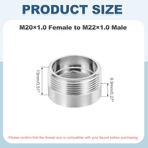 uxcell Faucet Aerator Adapter, M20 Female to M22 Male with Washer, 13mm Length - Image 2