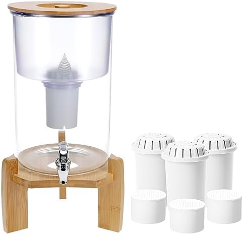 Invigorated Water pH Recharge Glass Countertop Purifier - Large Alkaline Water Pitcher + PH001 3-Pack Alkaline Water Filter - Plus 3pack PH002 UF Membrane Filter Bundle by InvigoratedWater