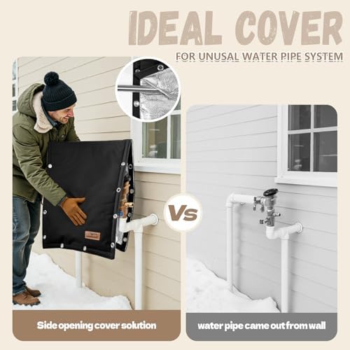 Backflow Preventer Insulation Cover - 3 Way Opening Pipe Insulation Cover for Irrigation Valve, Sprinkler Cover for Outside - Winter Freeze Protection Backflow Cover - 30" W x 24" H, Black - Image 3