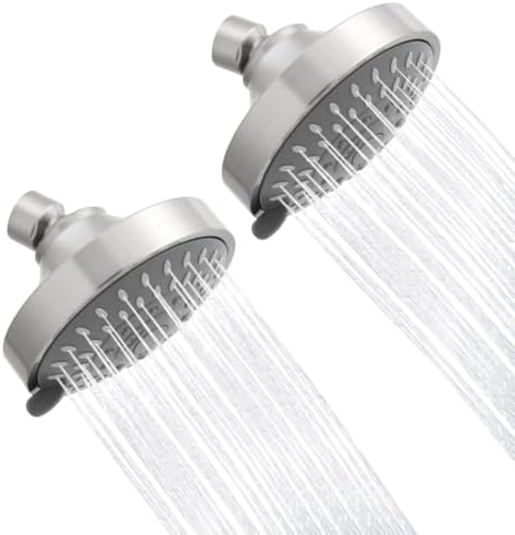 AISOSO High Pressure Rain Shower Head 2PCS 5 Modes 4.1 Inch Brushed Nickel by Aisoso