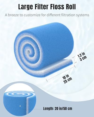 Pawfly Aquarium Filter Floss Roll 20 x 10 x 1.2 Inch Cuttable Aquarium Filter Pad, Blue and White Aquarium Filter Media Roll for Freshwater Saltwater Fish Tanks & Small Ponds - Image 3