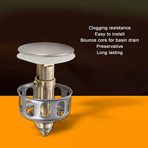 Folding Drain Filter, Copper + Stainless Steel Push Bounce Core Clog for Bathroom - Image 4