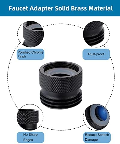 Hibbent Faucet to Garden Hose Adapter Kit, Female to Male Sink Brass Garden Hose Attachment with Washer & Aerator Key, Matte Black - Image 5