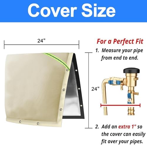 Opening Backflow Preventer Pipe Insulation Cover,24" Wx24 H,Khaki - Image 2