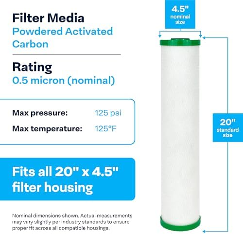 SpiroPure SP-CBR2-20BB 20x4.5 Carbon Water Filter SMCB-4520 CBC20-BB 4 Pack - Image 3