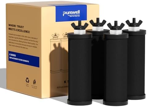 Purewell PF-3 Black 3-Stage Composite Purification Elements, Replacement Filters for ProOne® and Berlkey® Filters, ProOne® or Berlkey® Big+ Water Filter System and Purewell System (4 Pack, K Series) by Purewell