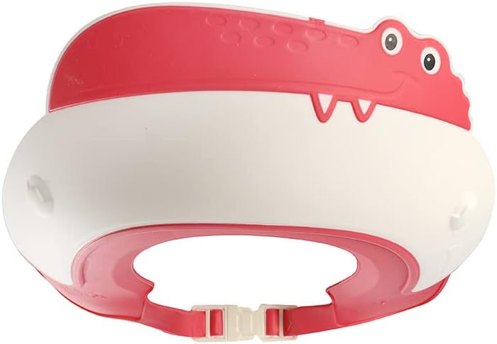 Baby Shower Cap Shield, Shower Cap for Kids, Visor Hat for Eye and Ear Protection for 0-9 Years Old Children,Cute Dinosaur/Crocodile/Hippo shape Makes the Baby Bath More Fun (Crocodile, Red) by Thcbme