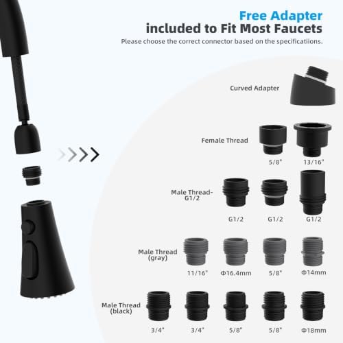 Hibbent cUPC Certified Kitchen Faucet Head Replacement with 15 Adapters - Image 2