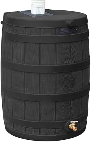 Good Ideas Rain Wizard 50 Gallon Plastic Outdoor Home Rain Barrel Water Storage Collector with Brass Spigot and Flat Back Design, Black (3 Pack) - Image 2