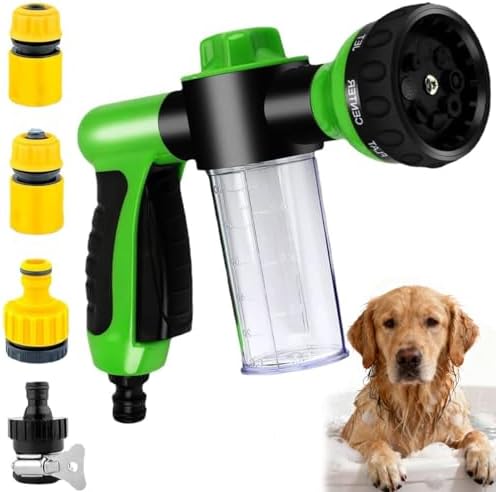 RUIFANDA Dog Wash Sprayer Outdoor with 8 Spray Modes, Soap & Shampoo Dispenser Dog Sprayer Hose Attachment, Pet Wash and Garden Hose Nozzle for Watering Plants, Car Wash, Showering Pet by RUIFANDAHK