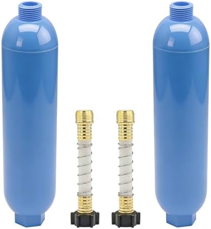 RV Inline Water Filter with Flexible Hose Protector, Reduces Chlorine, Bad Taste, Odor, Sediment, Lead & Fluoride for Marine Camper Garden (2/Pack) by Unknown