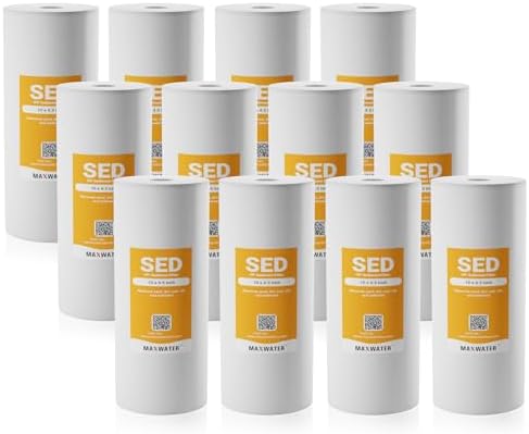 Max Water 5 Micron 10 x 4.5 inch Whole house Sediment Water Filter | Meltblown Polypropylene Well Water Filter Replacement Cartridges for DGD-5005, AP810, SDC-45-1001, GXWH30C, PP10BB (12 Pack) by MaxWater