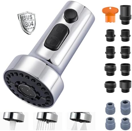 ARCORA Stainless Steel Kitchen Faucet Head with 13 Adapters, 3 Modes by ARCORA