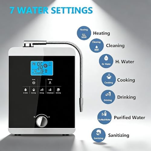 Alkaline Water Ionizer Machine Alkaline Hydrogen Water Purifier, 5 Water Settings Alkaline Water Filtration for Home LCD Display,for Cooking, Food Disinfection - Image 4
