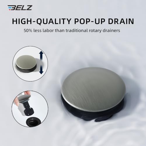 BELZ Nickel Bathroom Faucet, Lead-Free for 1 or 3 Hole 4" Vanity Sink - Image 6