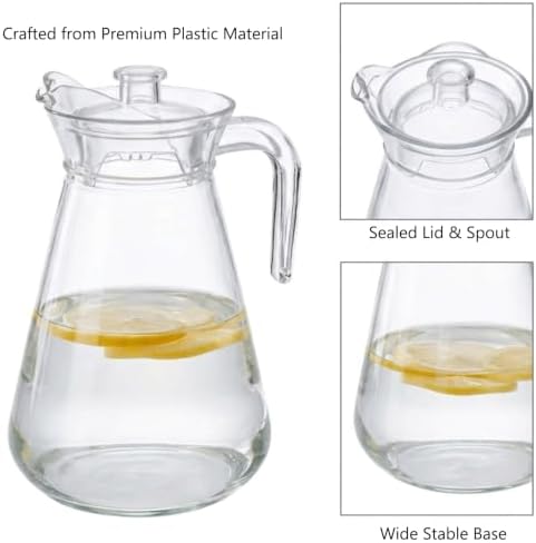 2 Pack Plastic Pitcher, 68oz Iced Tea Pitcher with Lid and Handle - Image 3