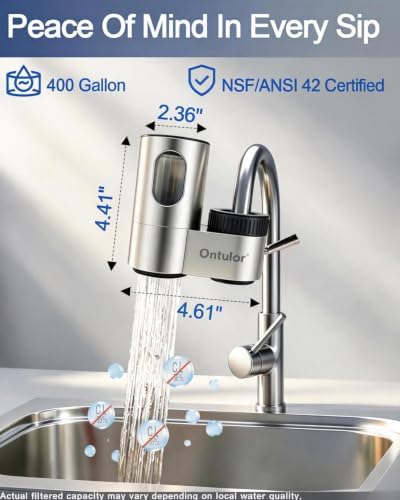 Ontulor Auminum Alloy Water Filter for Sink Faucet, 400 Gallons - Image 3