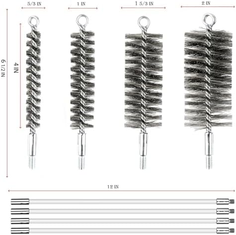 50 Inch Pipe Cleaning Brush Set with Stainless Steel Bristles - Image 2